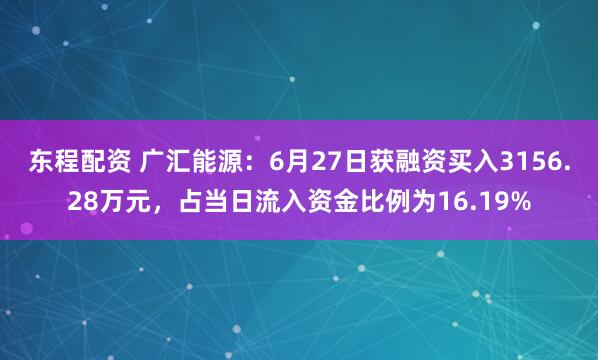 东程配资 广汇能源：6月27日获融资买入3156.28万元，占当日流入资金比例为16.19%