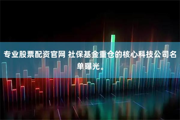 专业股票配资官网 社保基金重仓的核心科技公司名单曝光。